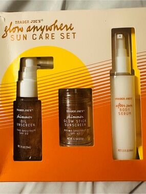 Glow Stick & Body Serum Sun Care Trio - Orange, White & Gold Packaging